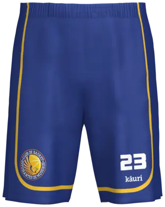 Pantalón de baloncesto azul marino con vivos dorados