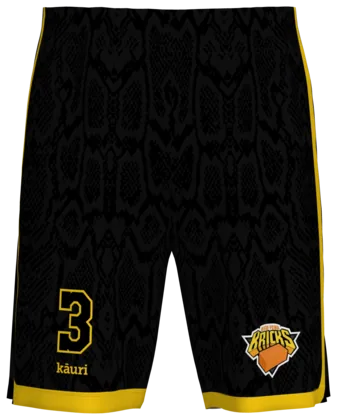 Pantalón de baloncesto negro y dorado de New York Bricks