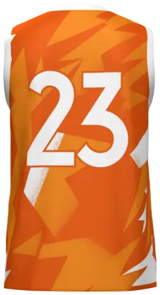 La camiseta naranja de Alquería del Basket por detrás, con el dorsal sublimado