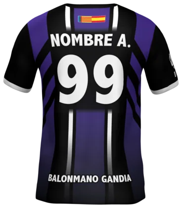 La camiseta morada del BM Gandía por detrás