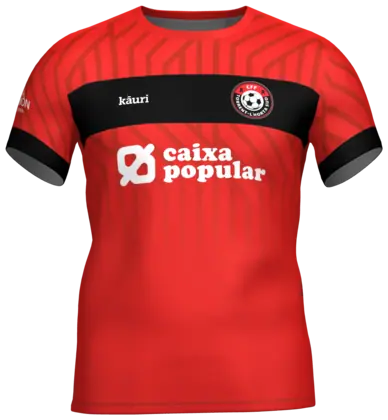 Camiseta de fútbol roja y negra del equipo femenino del CF Torrent