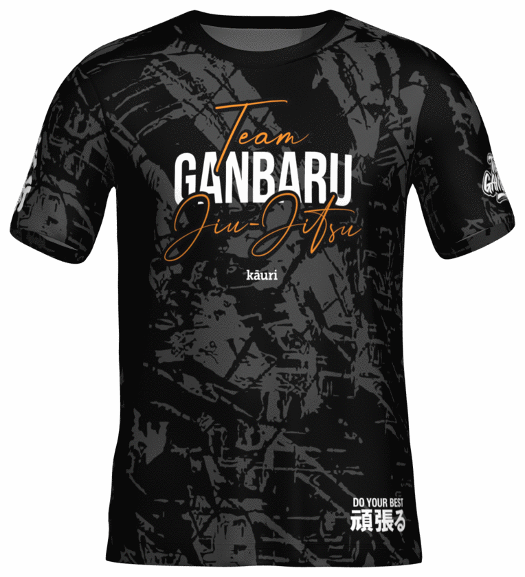 Camiseta negra de jiu-jitsu con estampación integral sublimada.