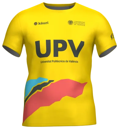 Camiseta de competición amarilla de la UPV